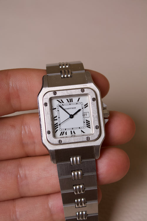 Cartier Santos Cadran Blanc Bracelet Godron 2960