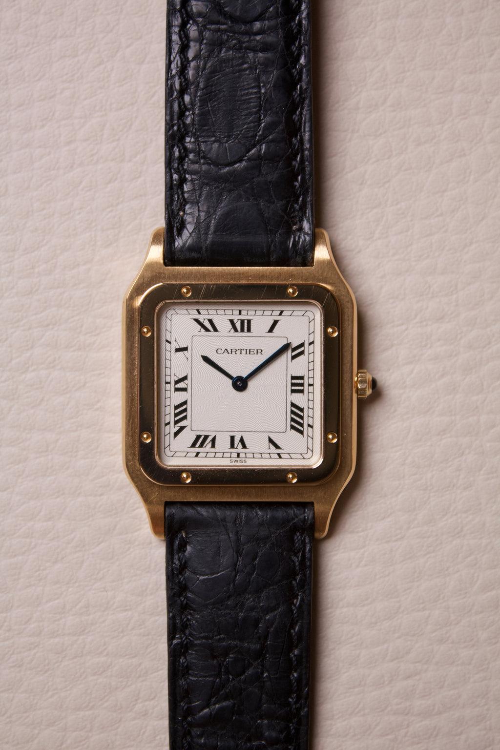 Cartier Santos Dumont Extra Plate Cadran Guilloché Or Jaune 18K 821054
