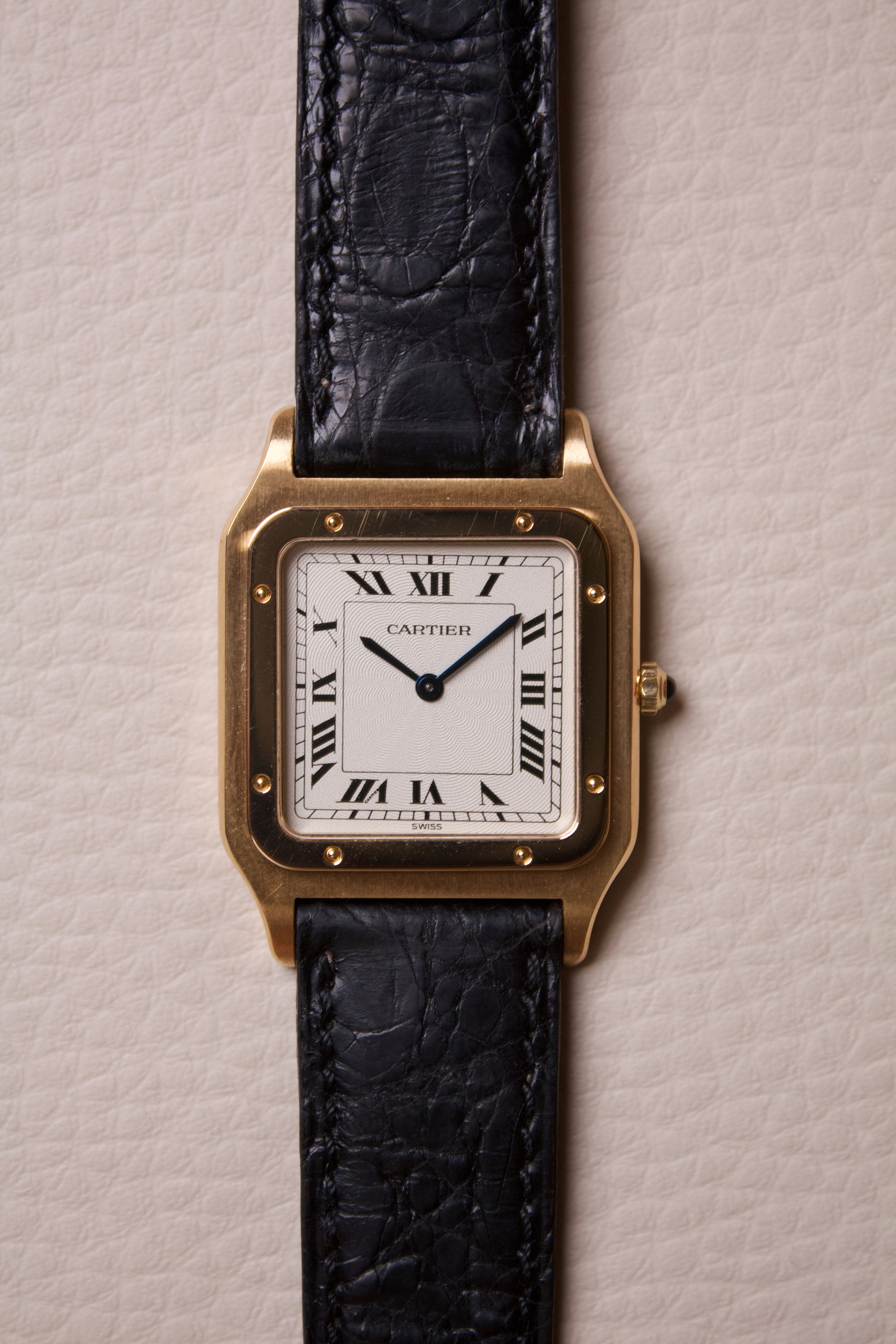 Cartier Santos Dumont Extra Plate Cadran Guilloché Or Jaune 18K 821054
