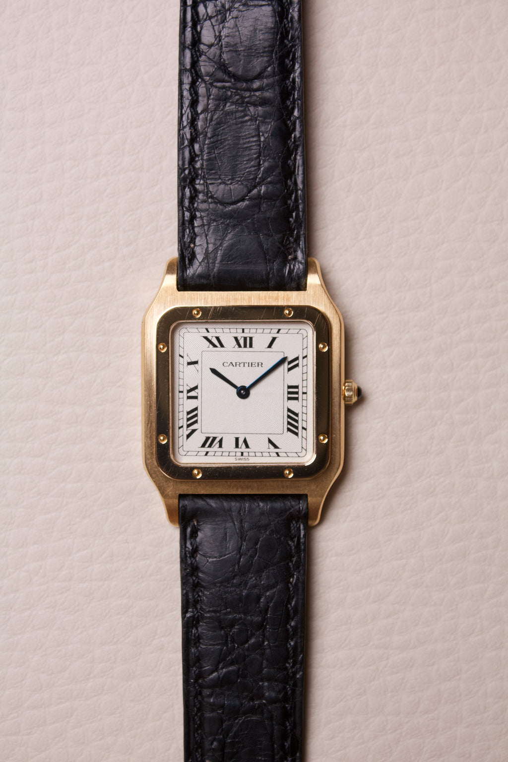 Cartier Santos Dumont Extra Plate Cadran Guilloché Or Jaune 18K 821054