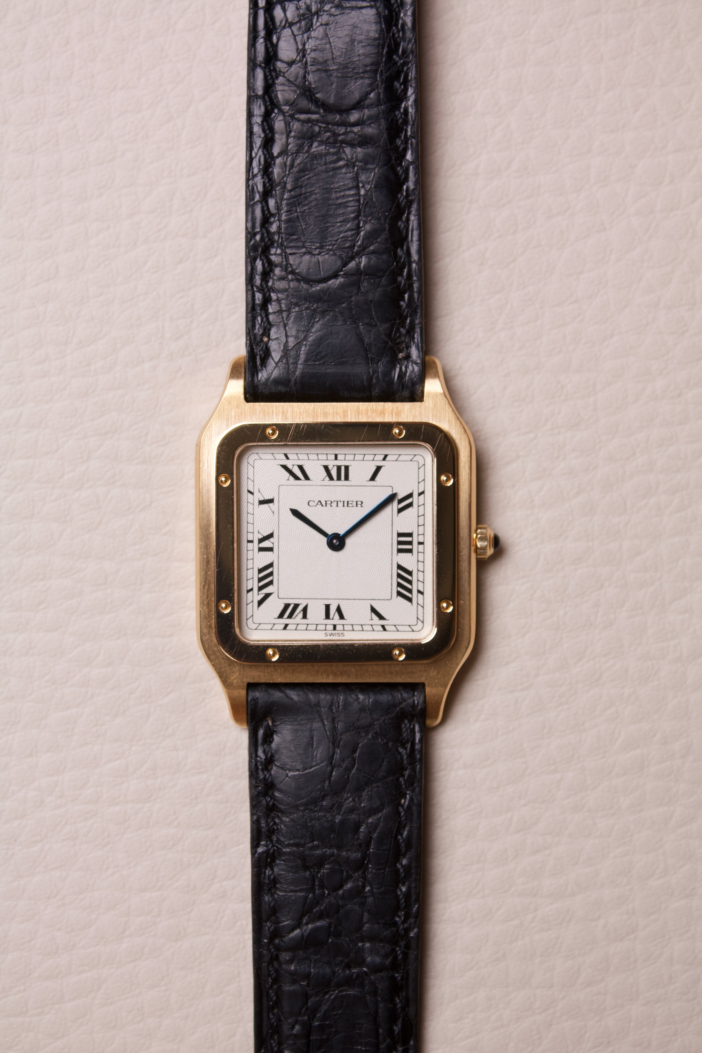 Cartier Santos Dumont Extra Plate Cadran Guilloché Or Jaune 18K 821054