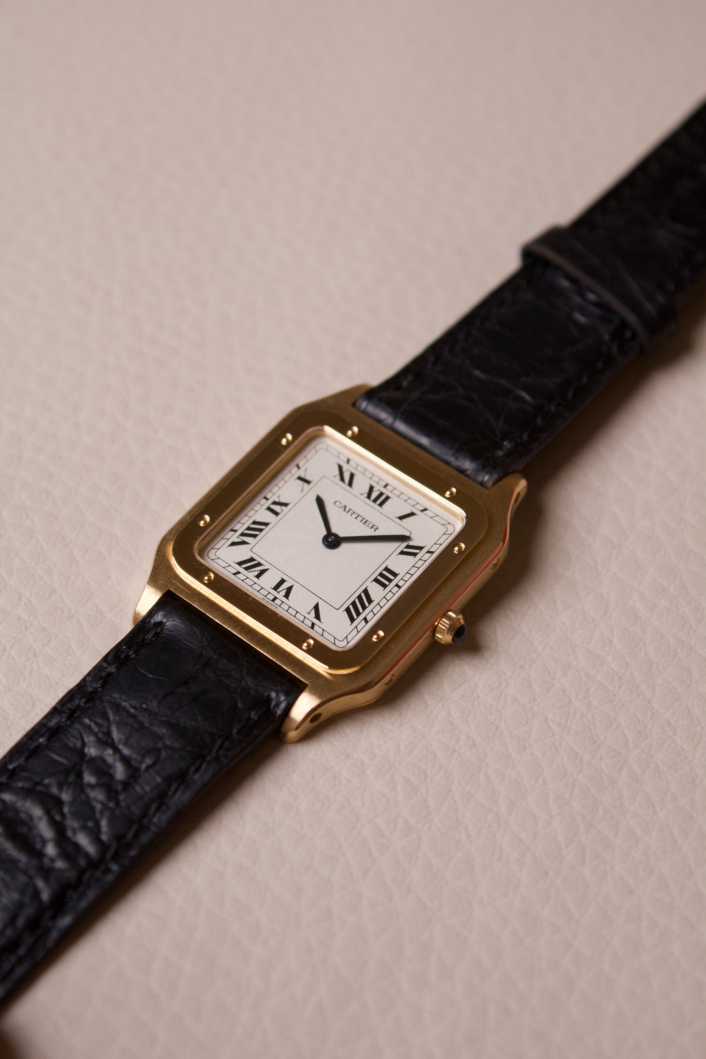Cartier Santos Dumont Extra Plate Cadran Guilloché Or Jaune 18K 821054