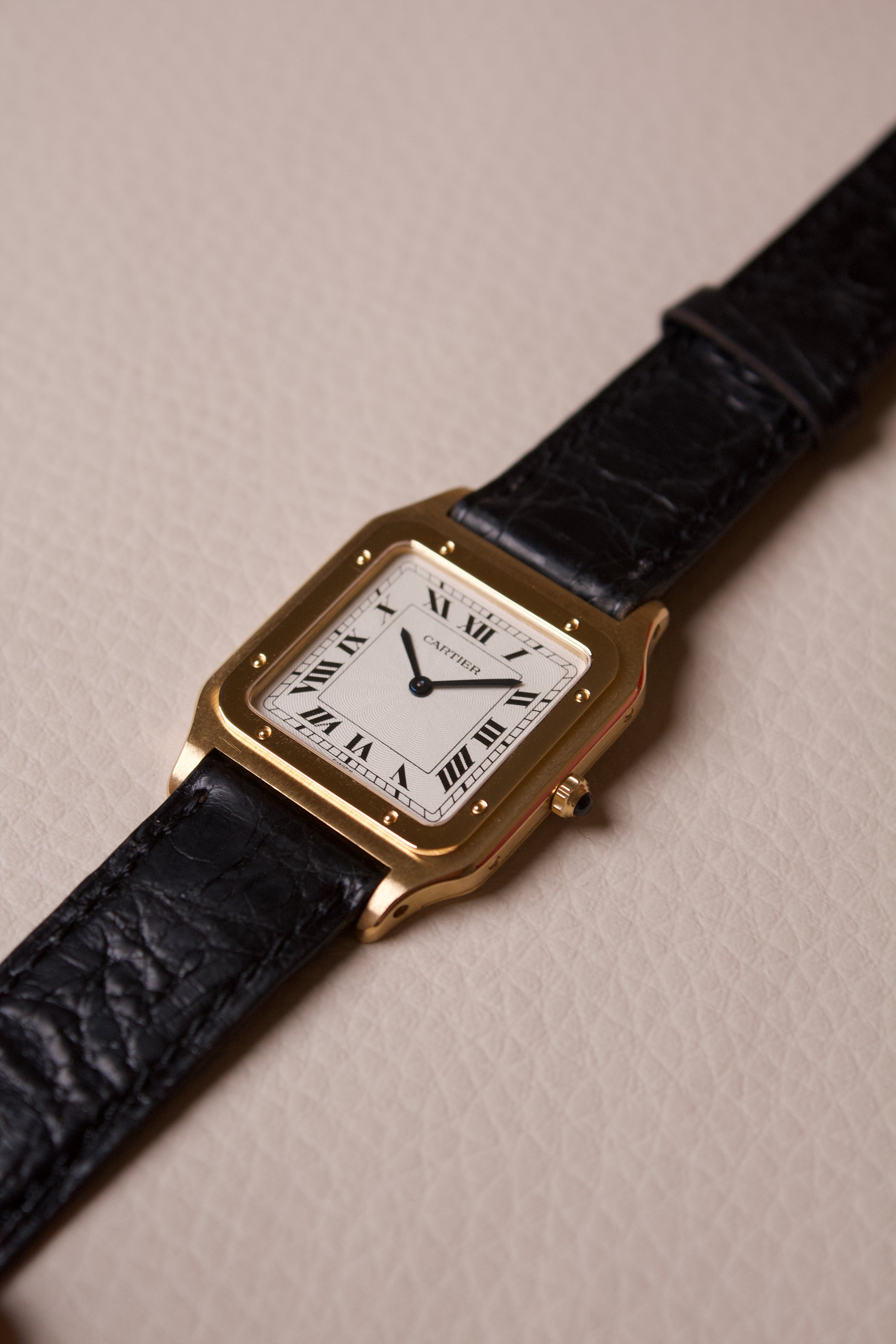 Cartier Santos Dumont Extra Plate Cadran Guilloché Or Jaune 18K 821054