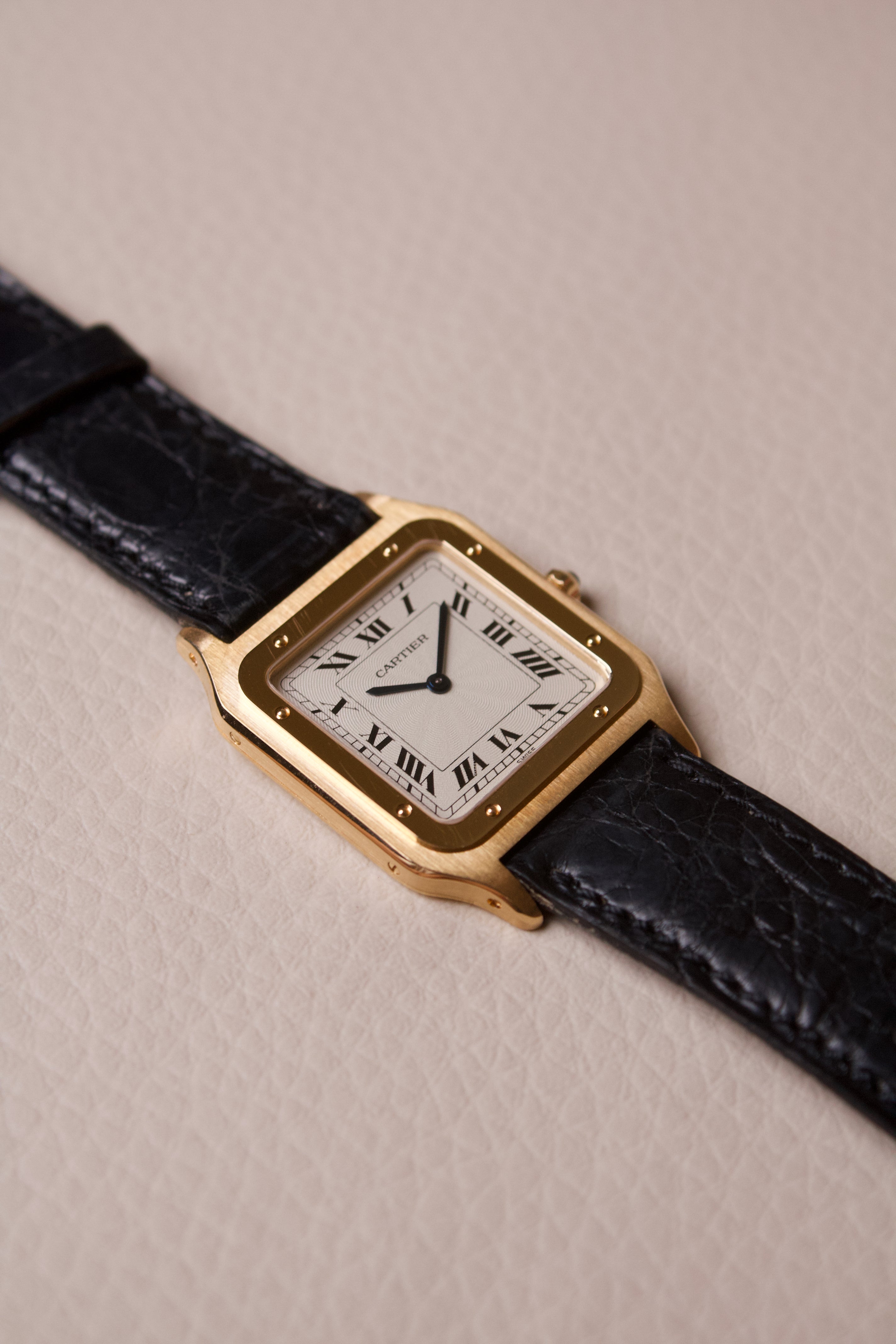 Cartier Santos Dumont Extra Plate Cadran Guilloché Or Jaune 18K 821054