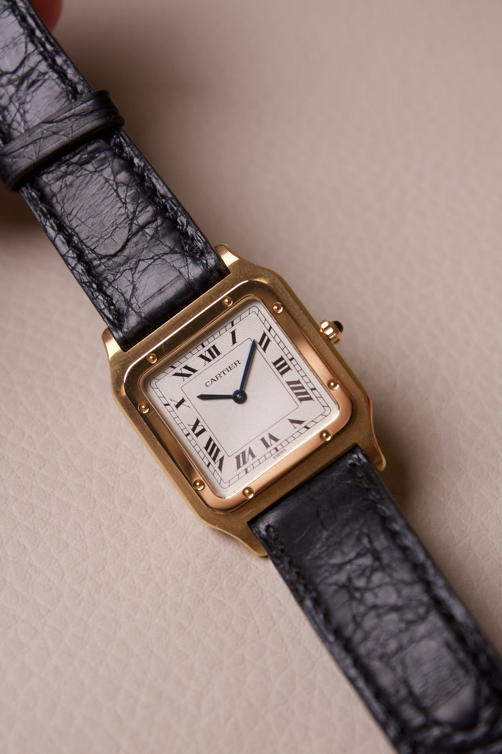 Cartier Santos Dumont Extra Plate Cadran Guilloché Or Jaune 18K 821054